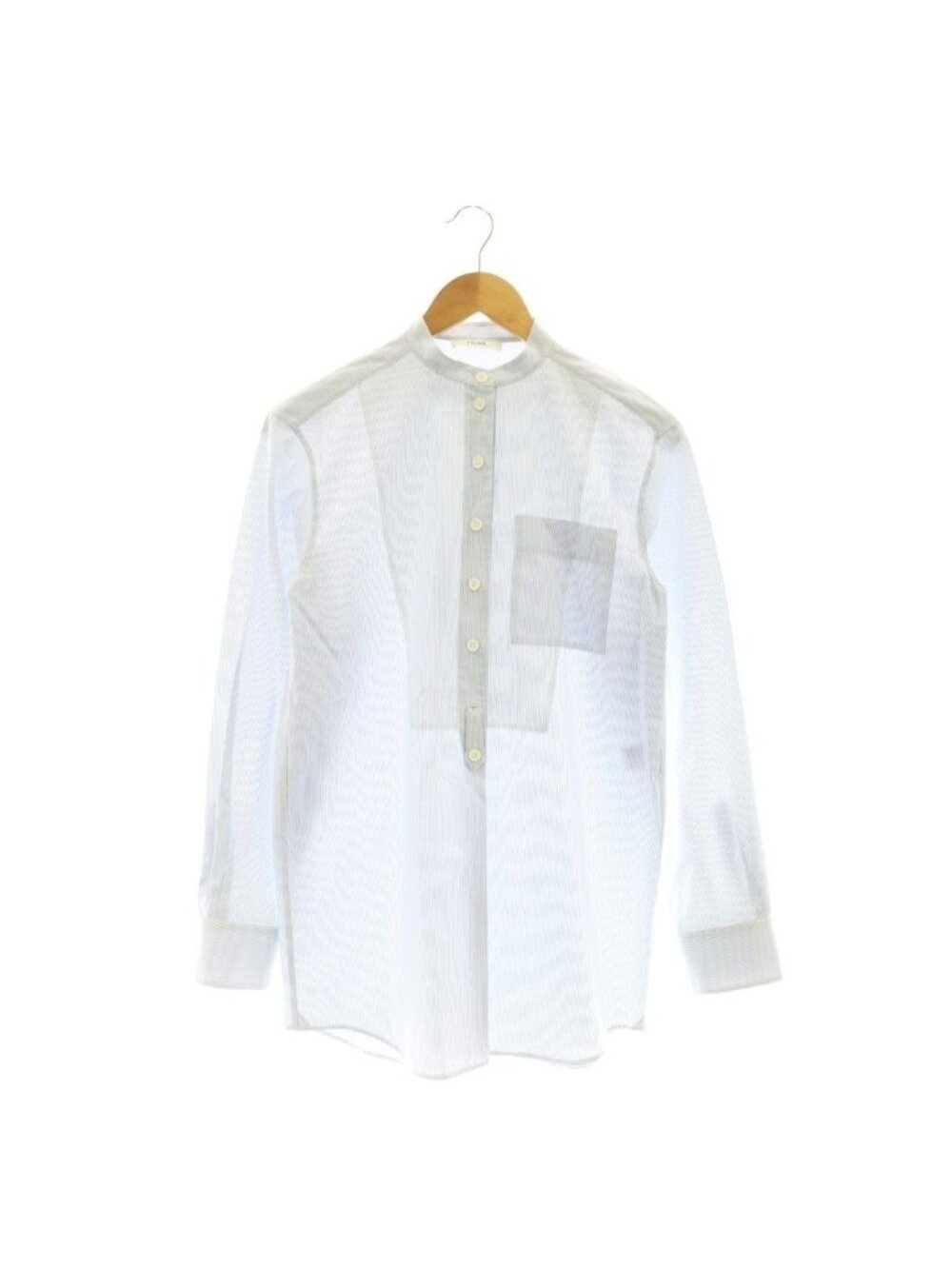 Celine Phoebe Philo Era Stripe Stand Collar-l S Cotton Shirt Blouse 34